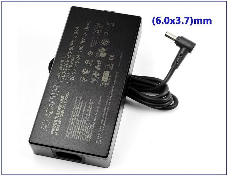 180W oplader voor laptop Asus FX505DT, FX506, FX705, 20V 9A,  (6,0x3,7) mm connector AS-180W-6037 фото