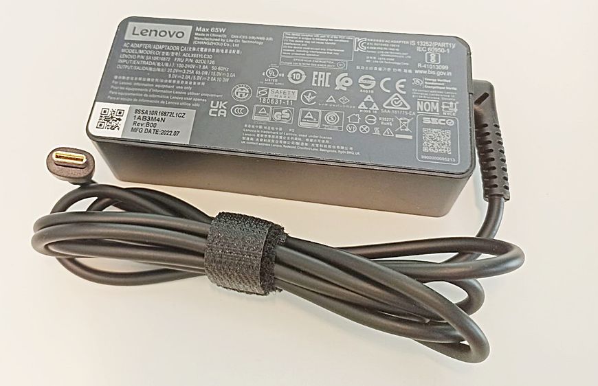 Lenovo 20v 3.25a 65W Usb C-oplader voor ThinkPad T495 T495s T480 T480s T490 T490s T580 T580p T590 L380 L480 X280 X390 P52s P53s E480 E580 ADLX65YCC3D ADLX65YLC3D 02DL126 фото