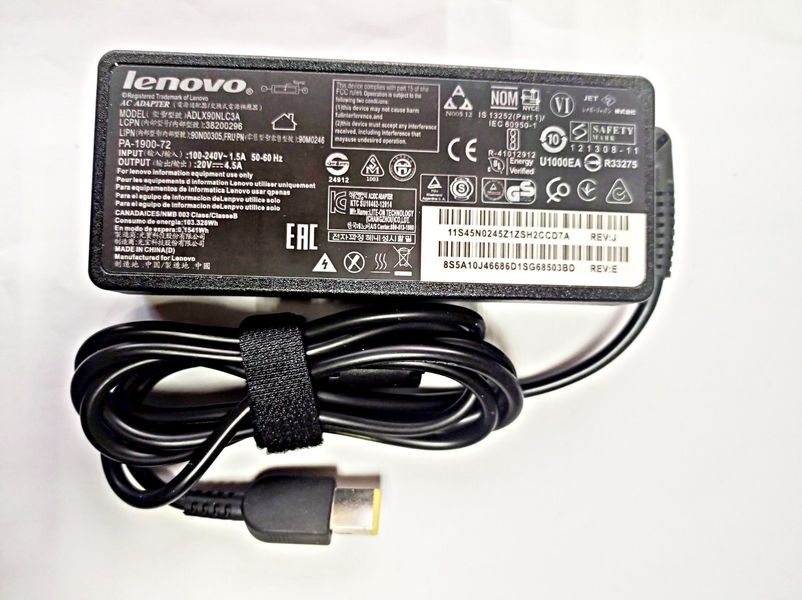 ADLX90NCT3A, 20V 4.5A 90W oplader met gele tip voor Lenovo IdeaPad ThinkPad Yoga X1 Carbon ADLX90NCT3A фото