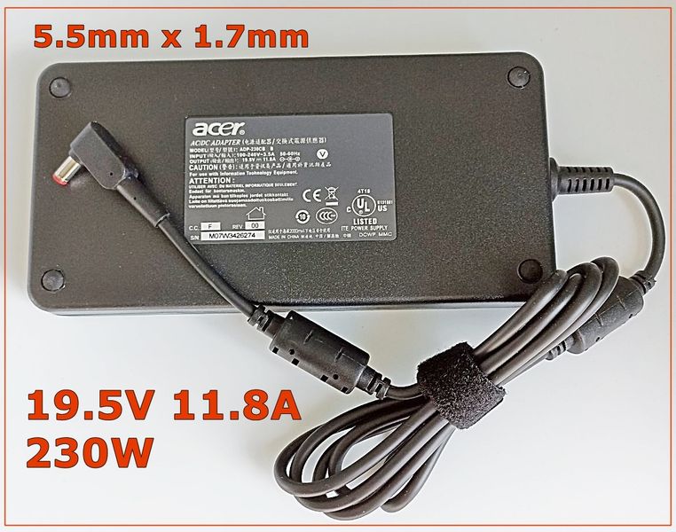 230W oplader voor Acer Predator Helios 300 PH315-53 PH315-54 Triton 500SE PT515-52 a17-230P1A, 19.5V 11.8A AC-240W-5517 фото